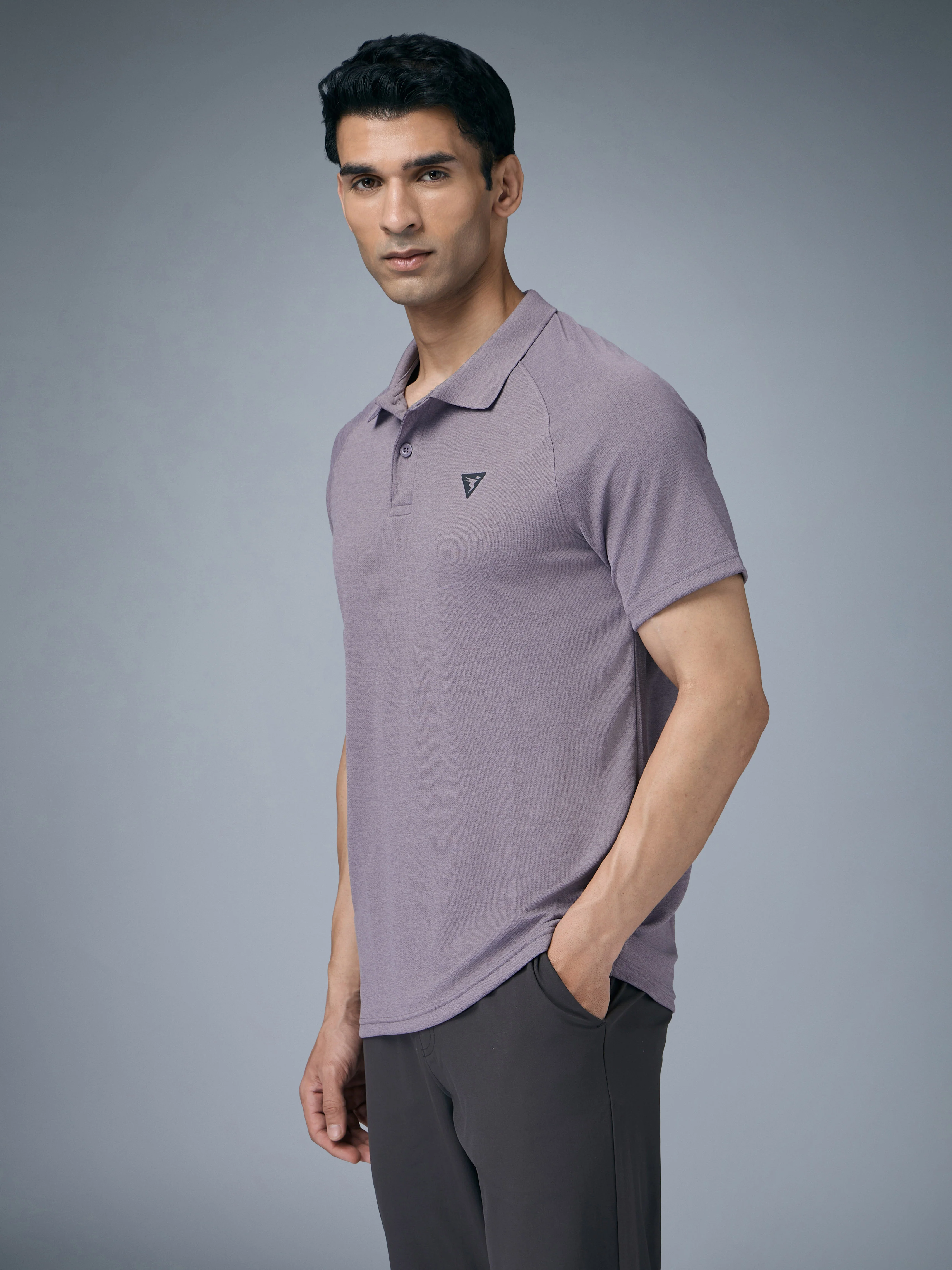 Men Melange Slim Fit Polo T-shirt with DOUBLE COOL - Image 4