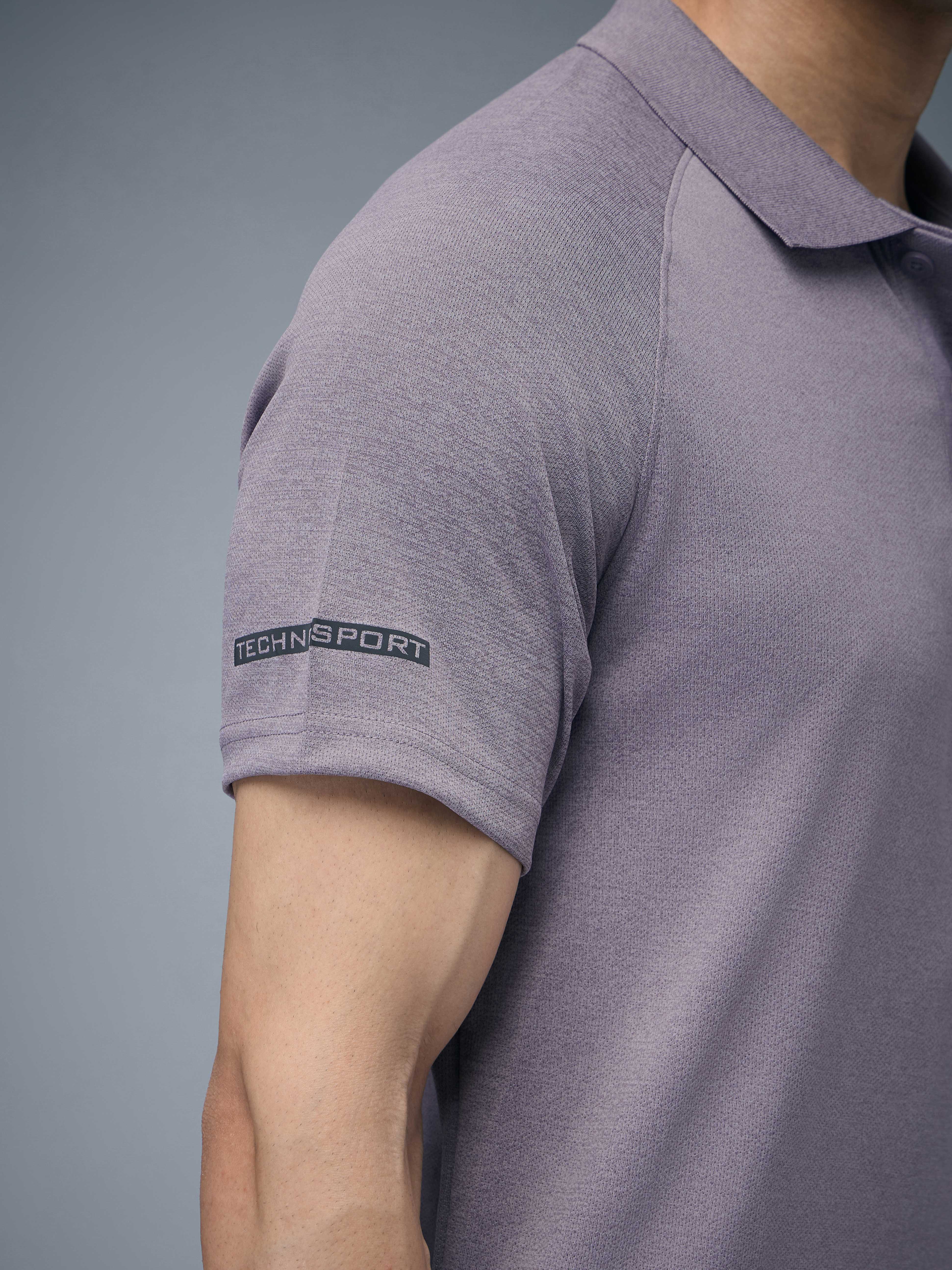 Men Melange Slim Fit Polo T-shirt with DOUBLE COOL - Image 7