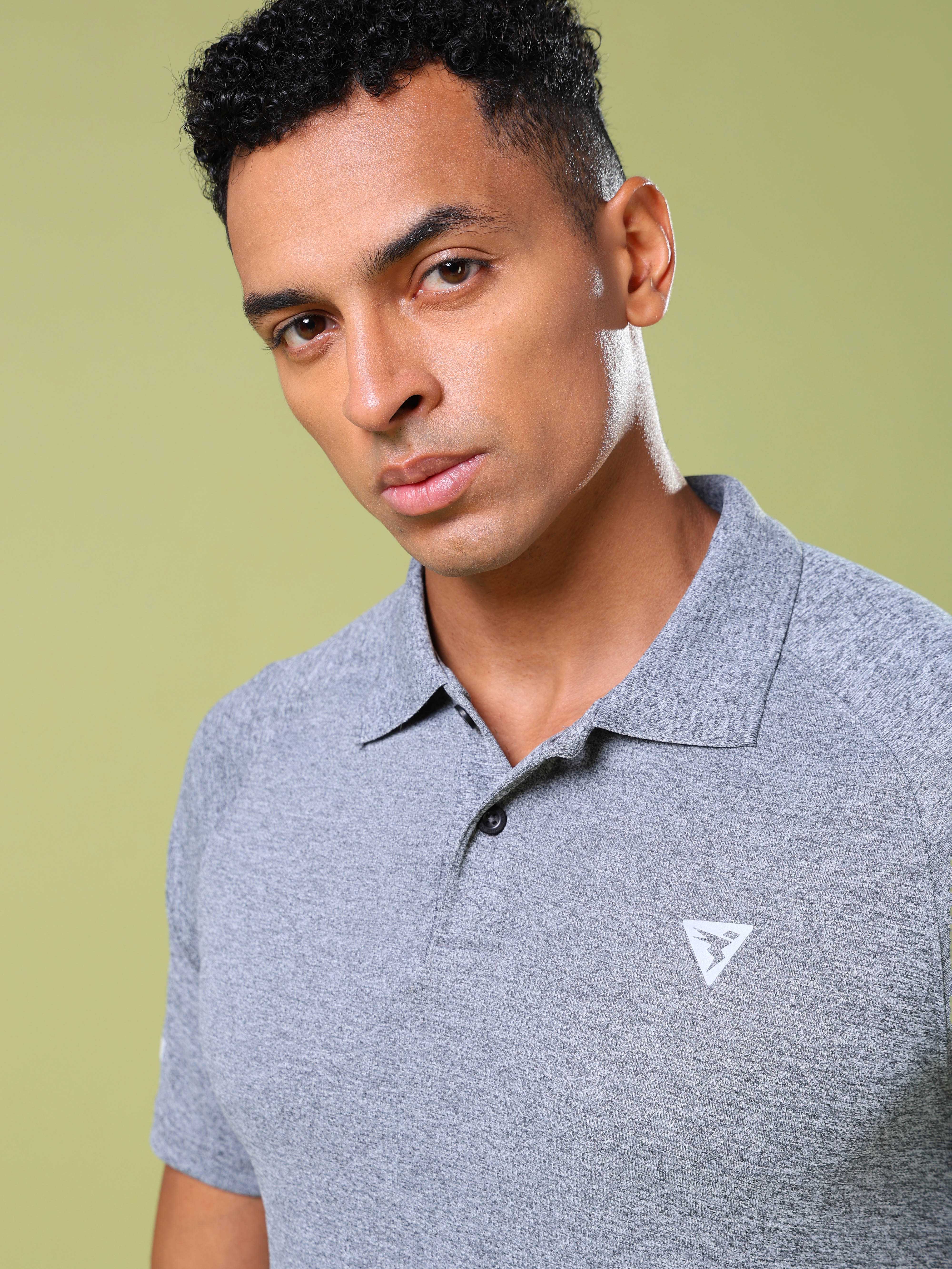 Men Melange Slim Fit Polo T-shirt with DOUBLE COOL - Image 6