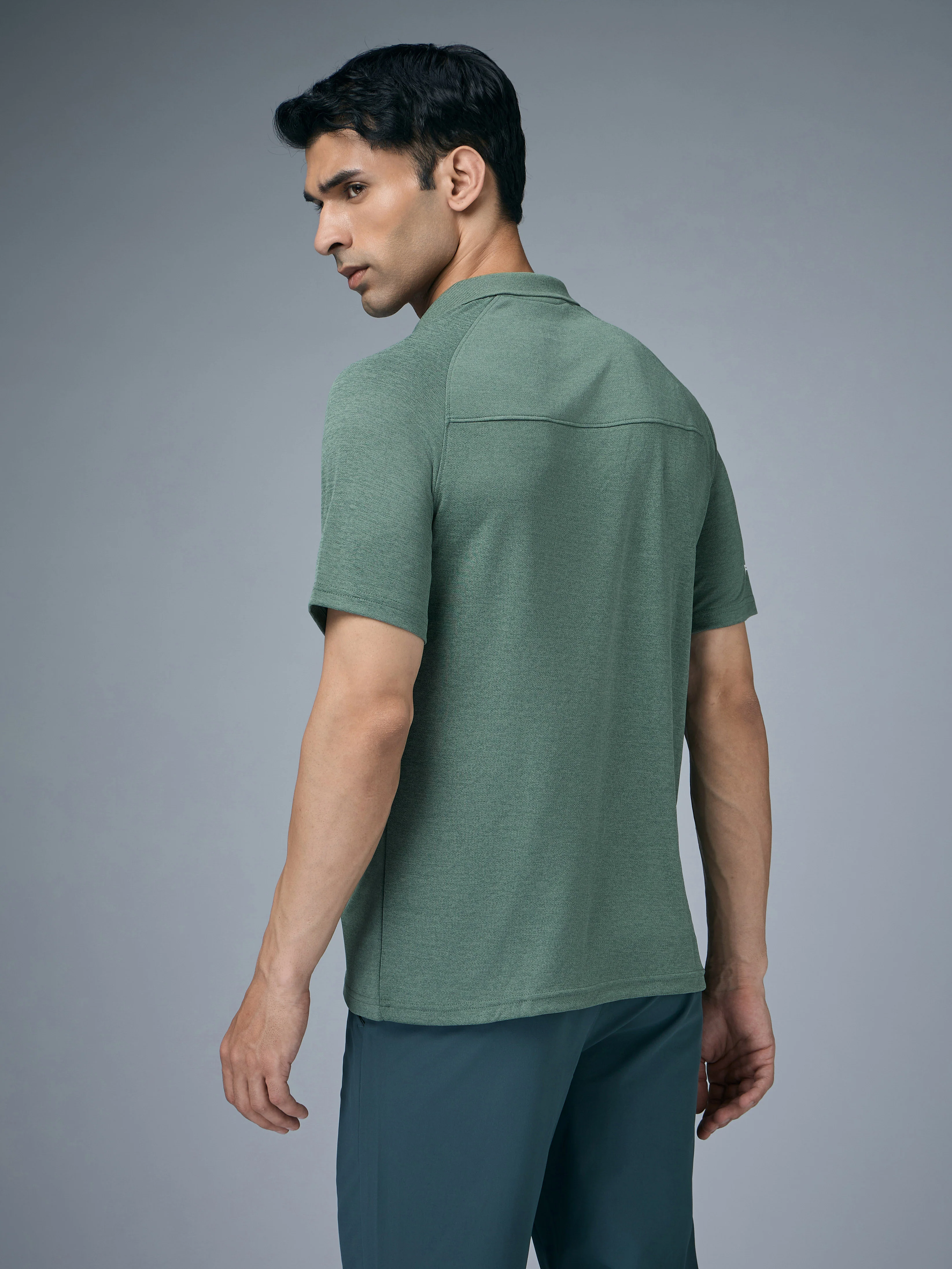 Men Melange Slim Fit Polo T-shirt with DOUBLE COOL - Image 2