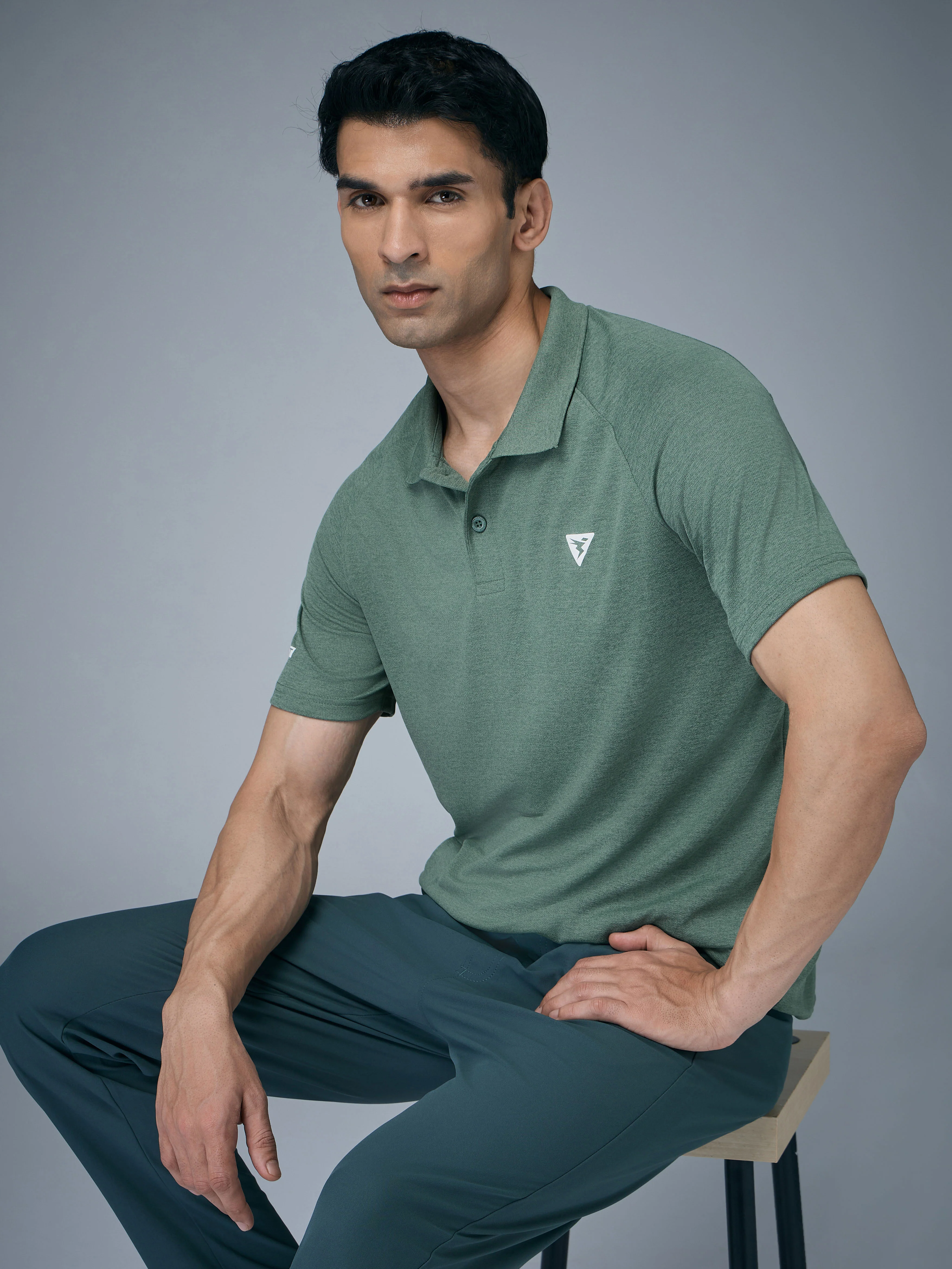Men Melange Slim Fit Polo T-shirt with DOUBLE COOL - Image 4