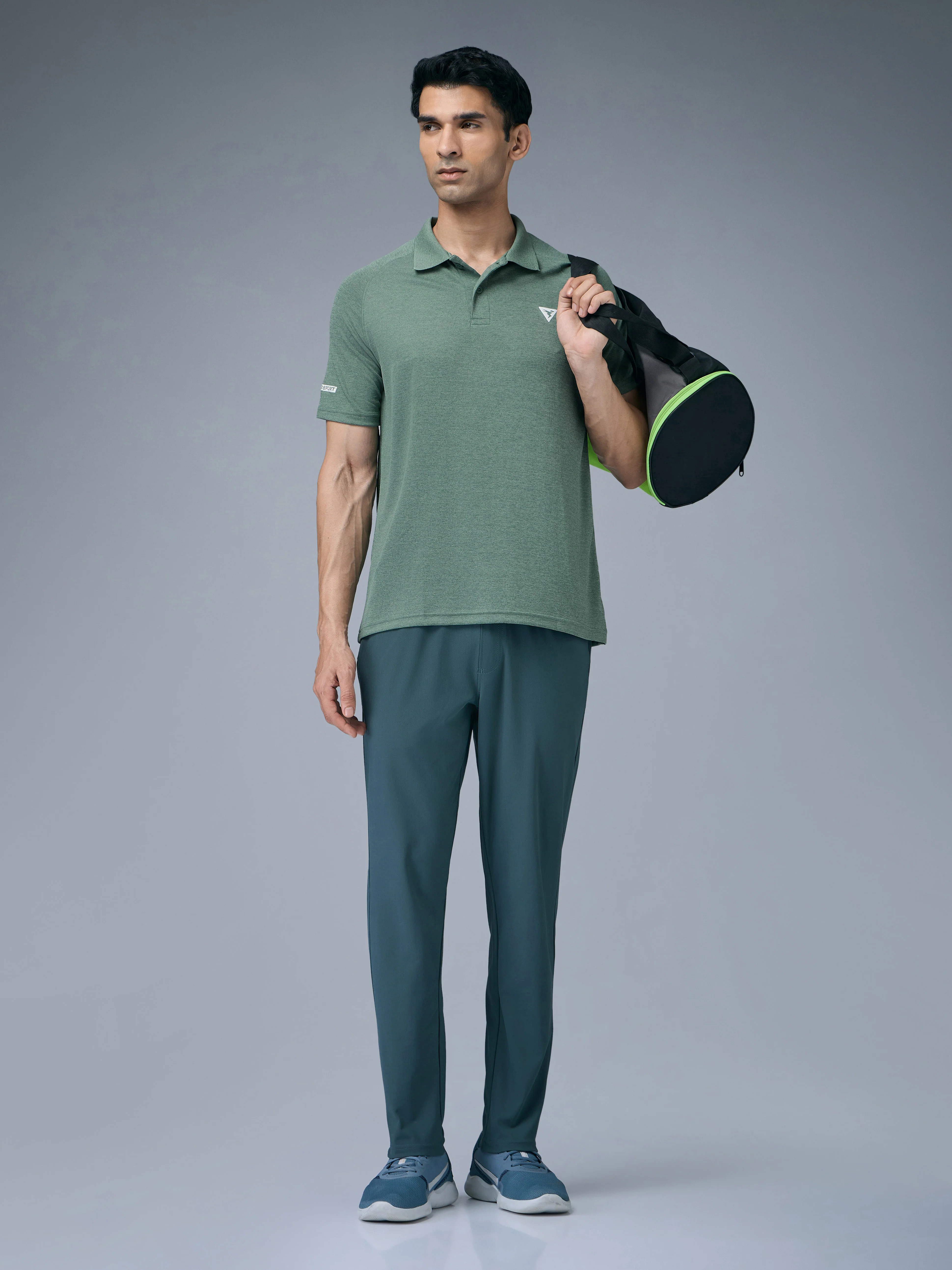 Men Melange Slim Fit Polo T-shirt with DOUBLE COOL - Image 5