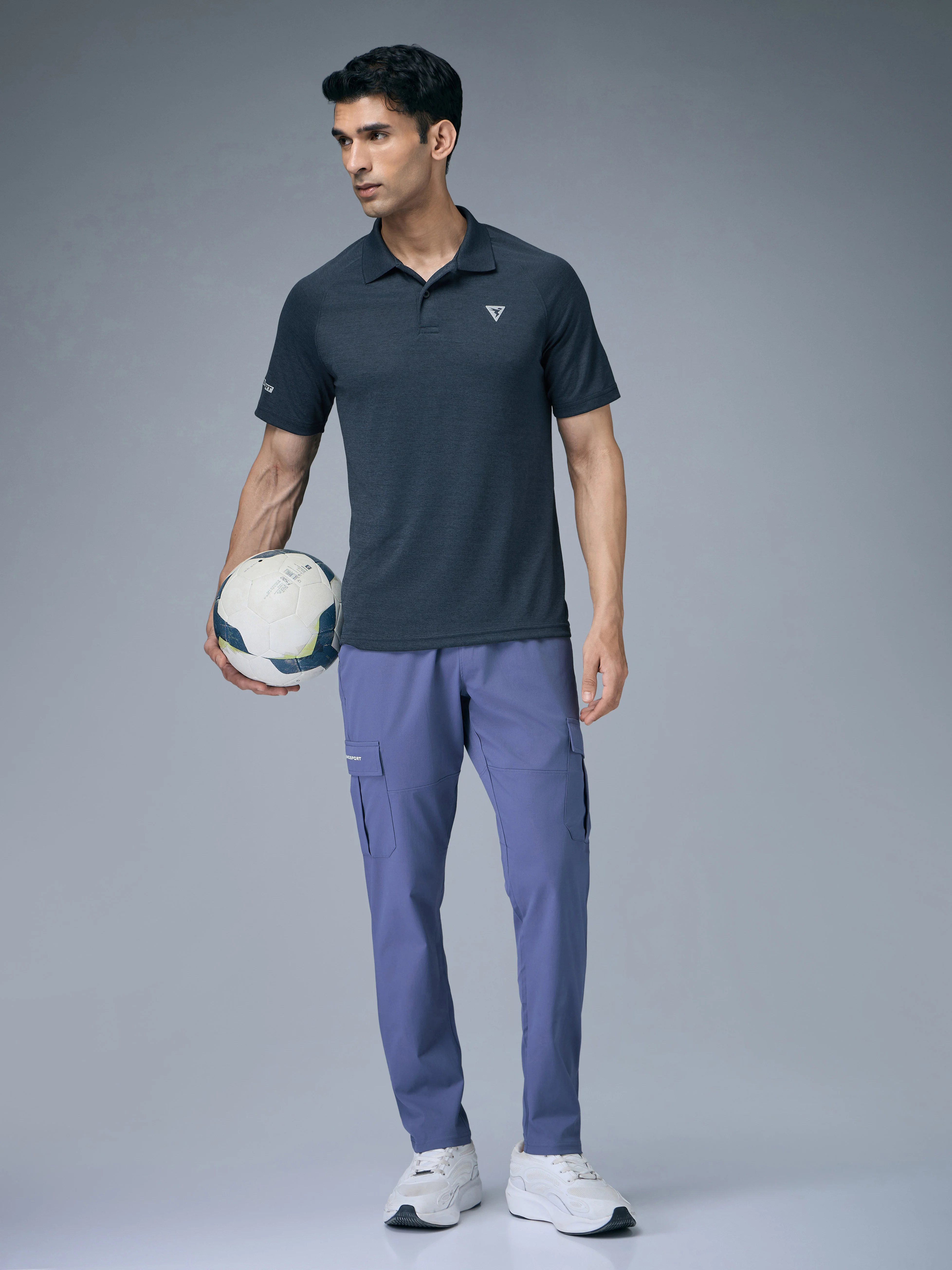 Men Melange Slim Fit Polo T-shirt with DOUBLE COOL - Image 5