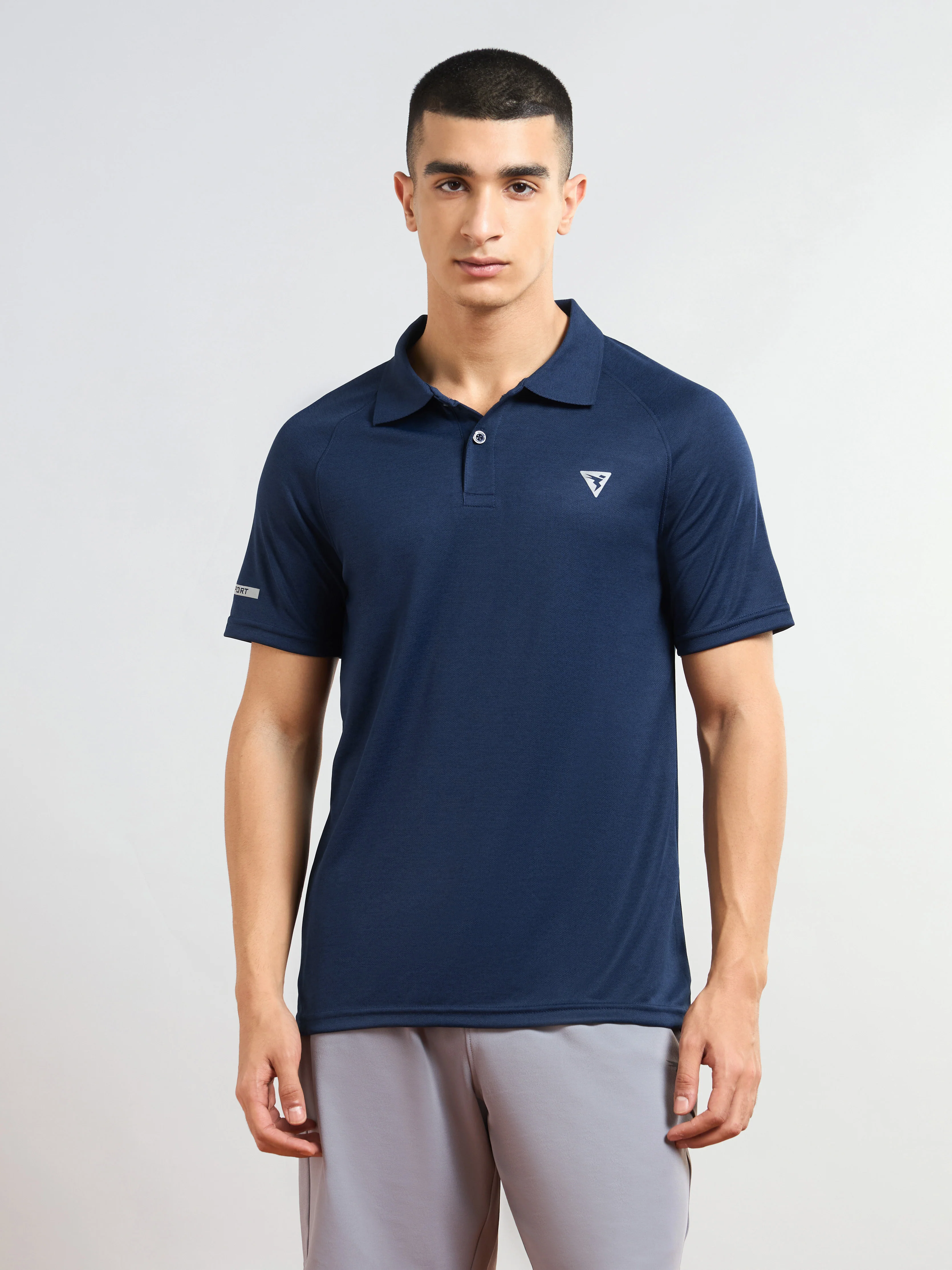 Men Melange Slim Fit Polo T-shirt with DOUBLE COOL - Image 2