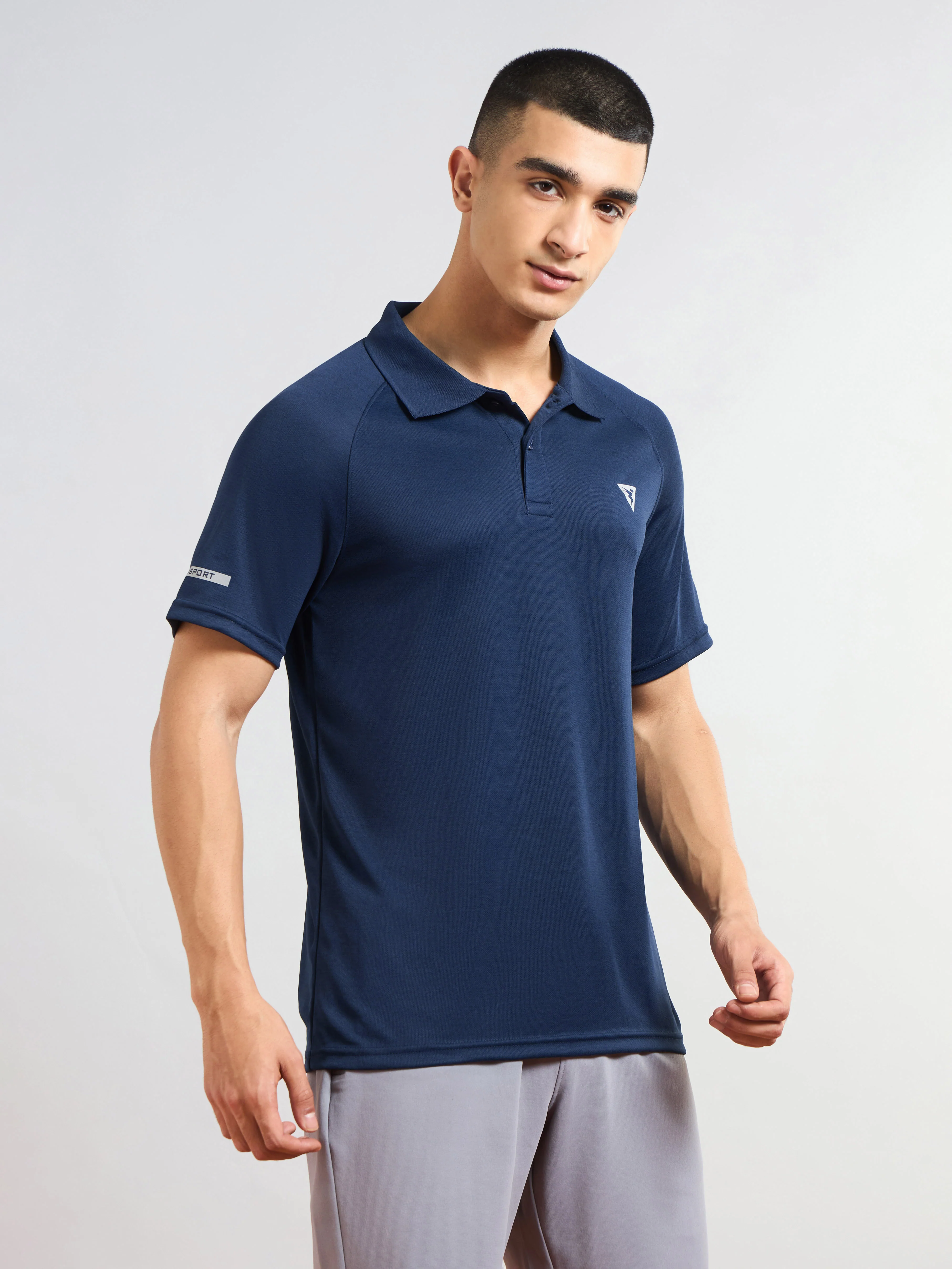 Men Melange Slim Fit Polo T-shirt with DOUBLE COOL - Image 4
