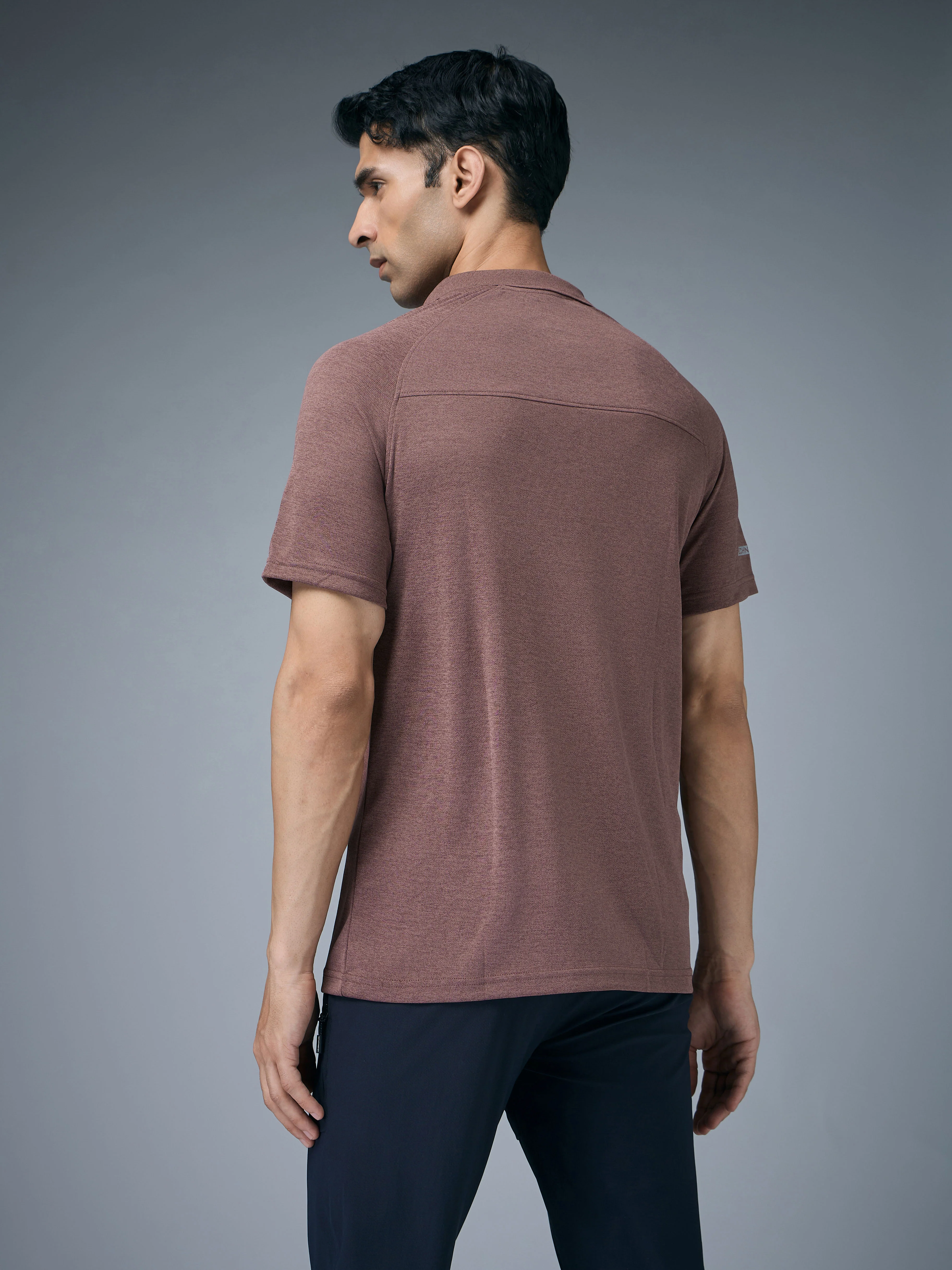 Men Melange Slim Fit Polo T-shirt with DOUBLE COOL - Image 3