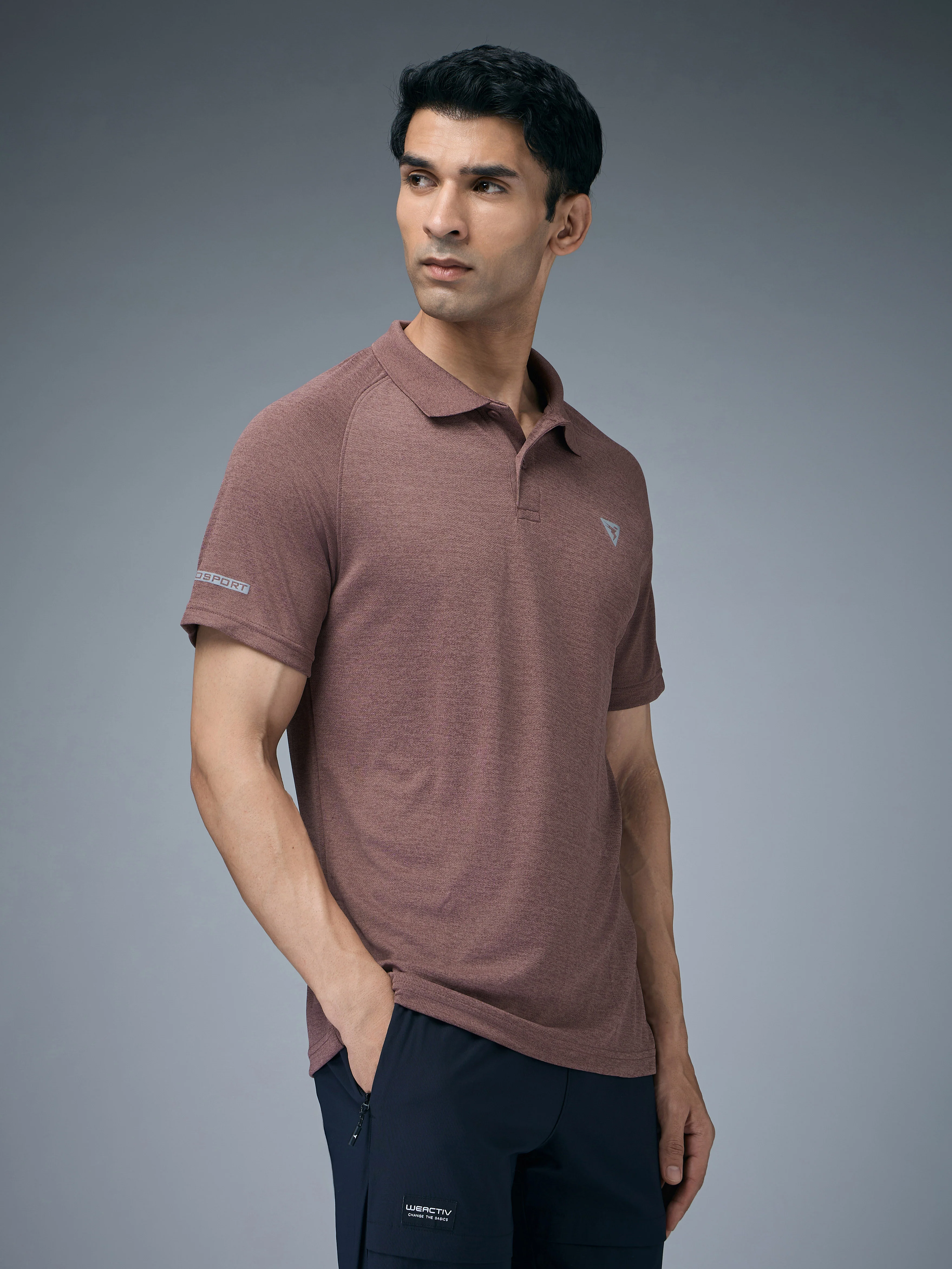 Men Melange Slim Fit Polo T-shirt with DOUBLE COOL - Image 4