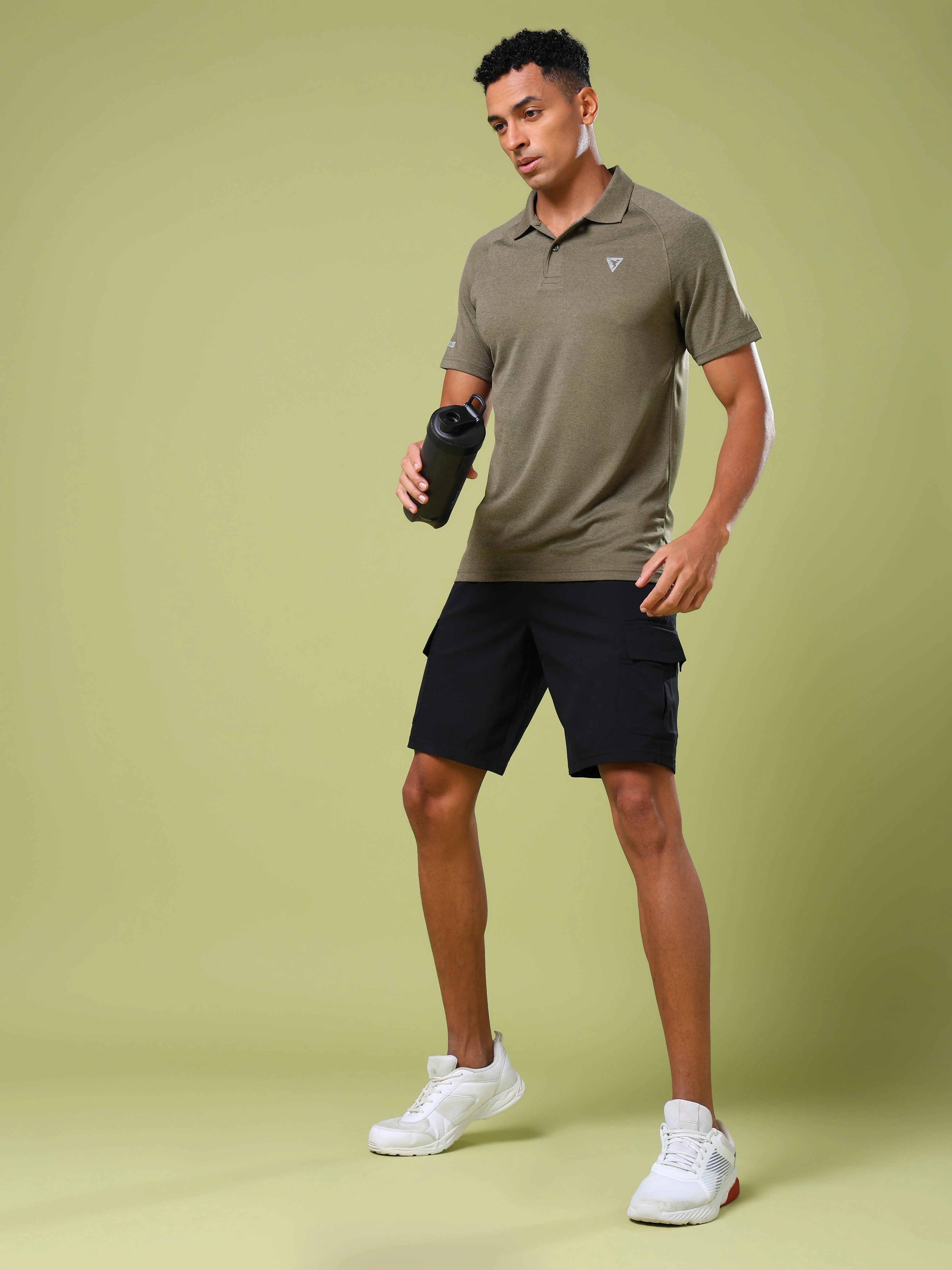 Men Melange Slim Fit Polo T-shirt with DOUBLE COOL - Image 4