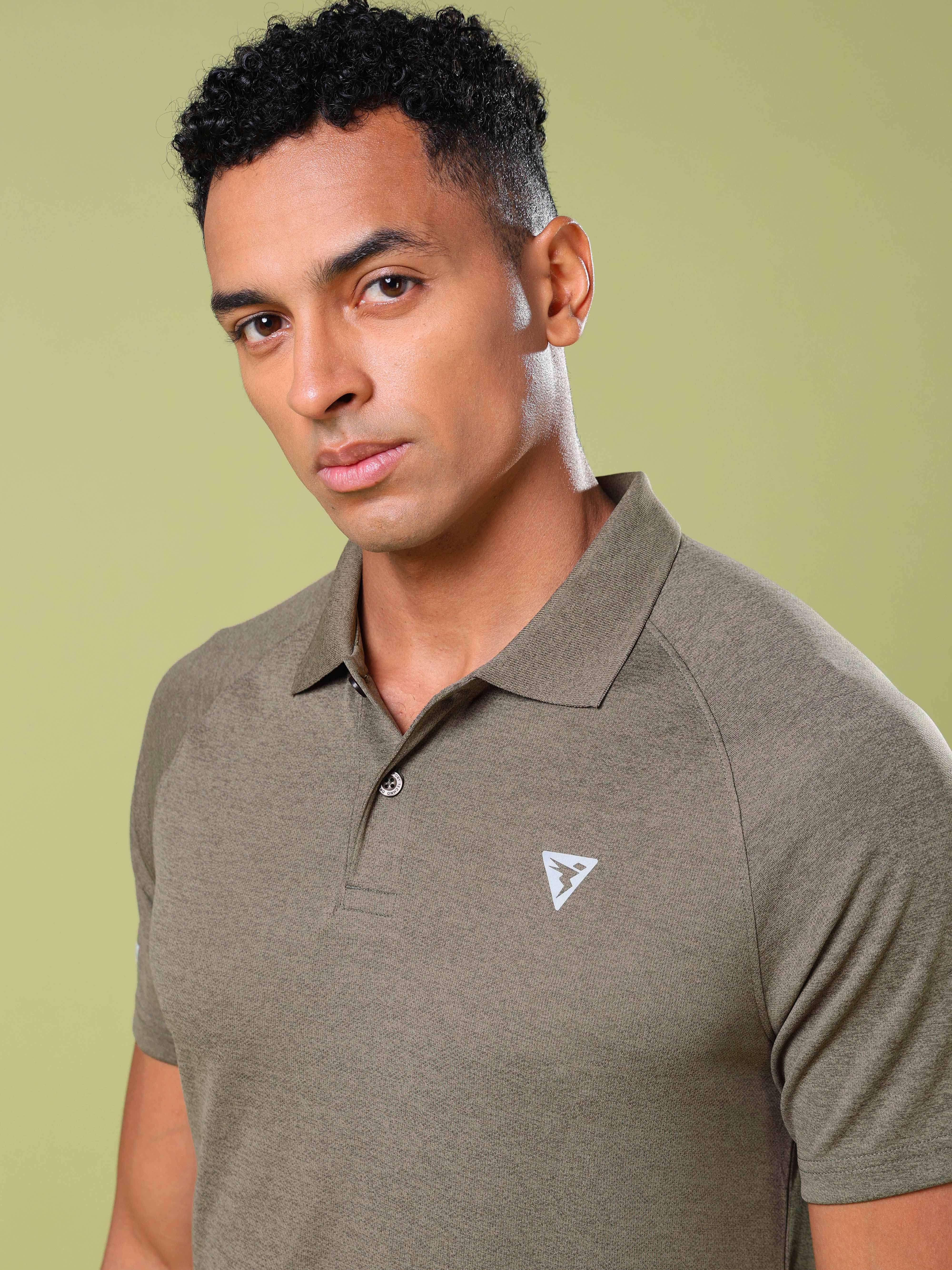 Men Melange Slim Fit Polo T-shirt with DOUBLE COOL - Image 6