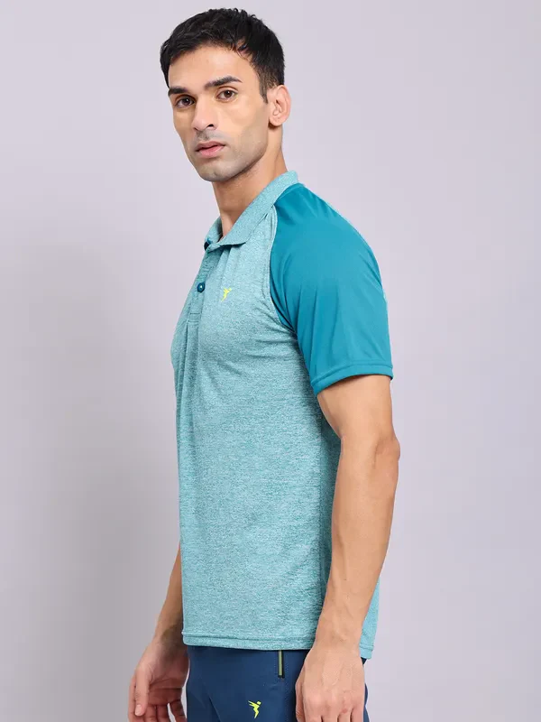 Men Melange Slim Fit Polo T-shirt with DOUBLE COOL - Image 3