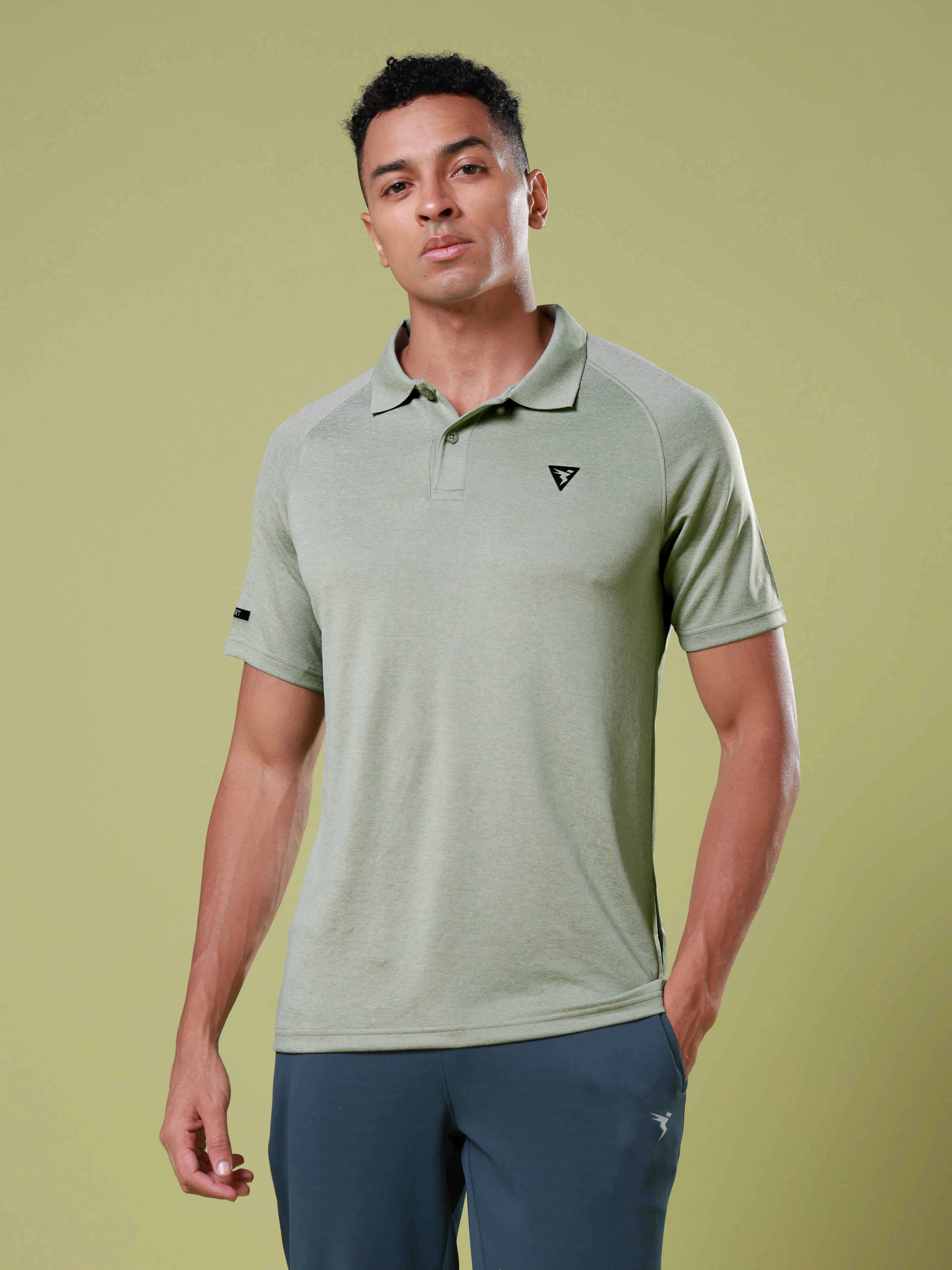 Men Melange Slim Fit Polo T-shirt with DOUBLE COOL - Image 2