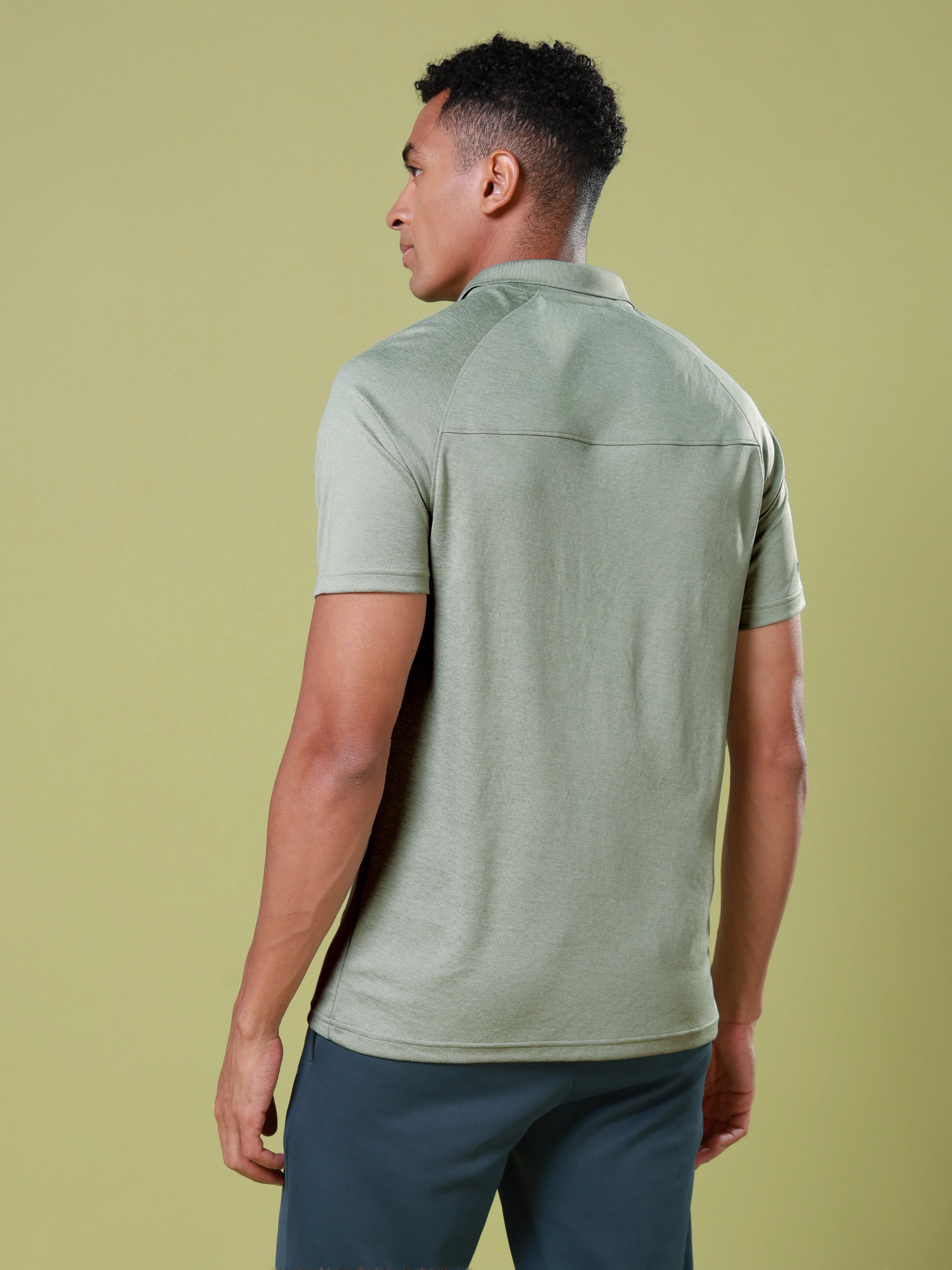 Men Melange Slim Fit Polo T-shirt with DOUBLE COOL - Image 3