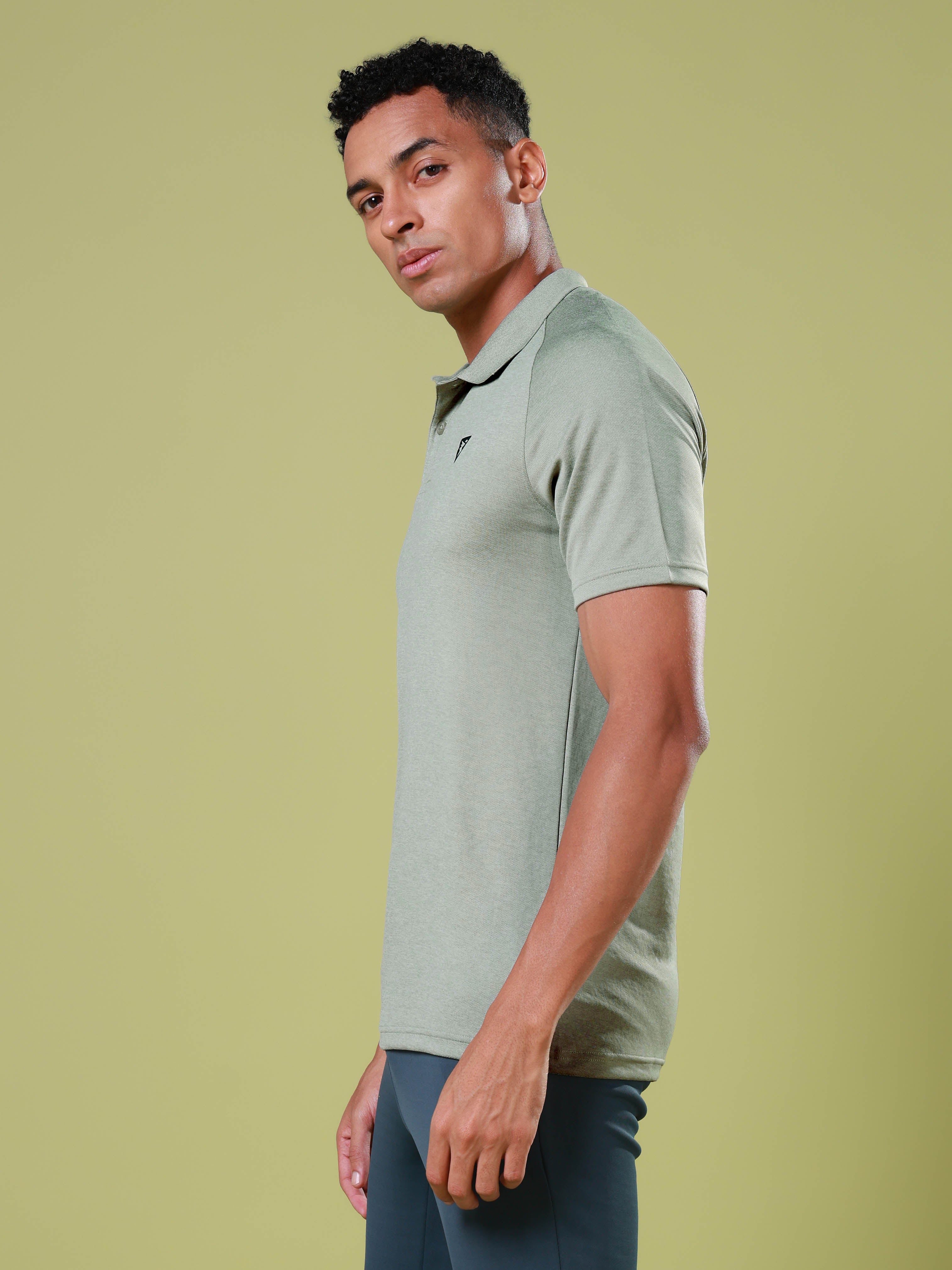 Men Melange Slim Fit Polo T-shirt with DOUBLE COOL - Image 4
