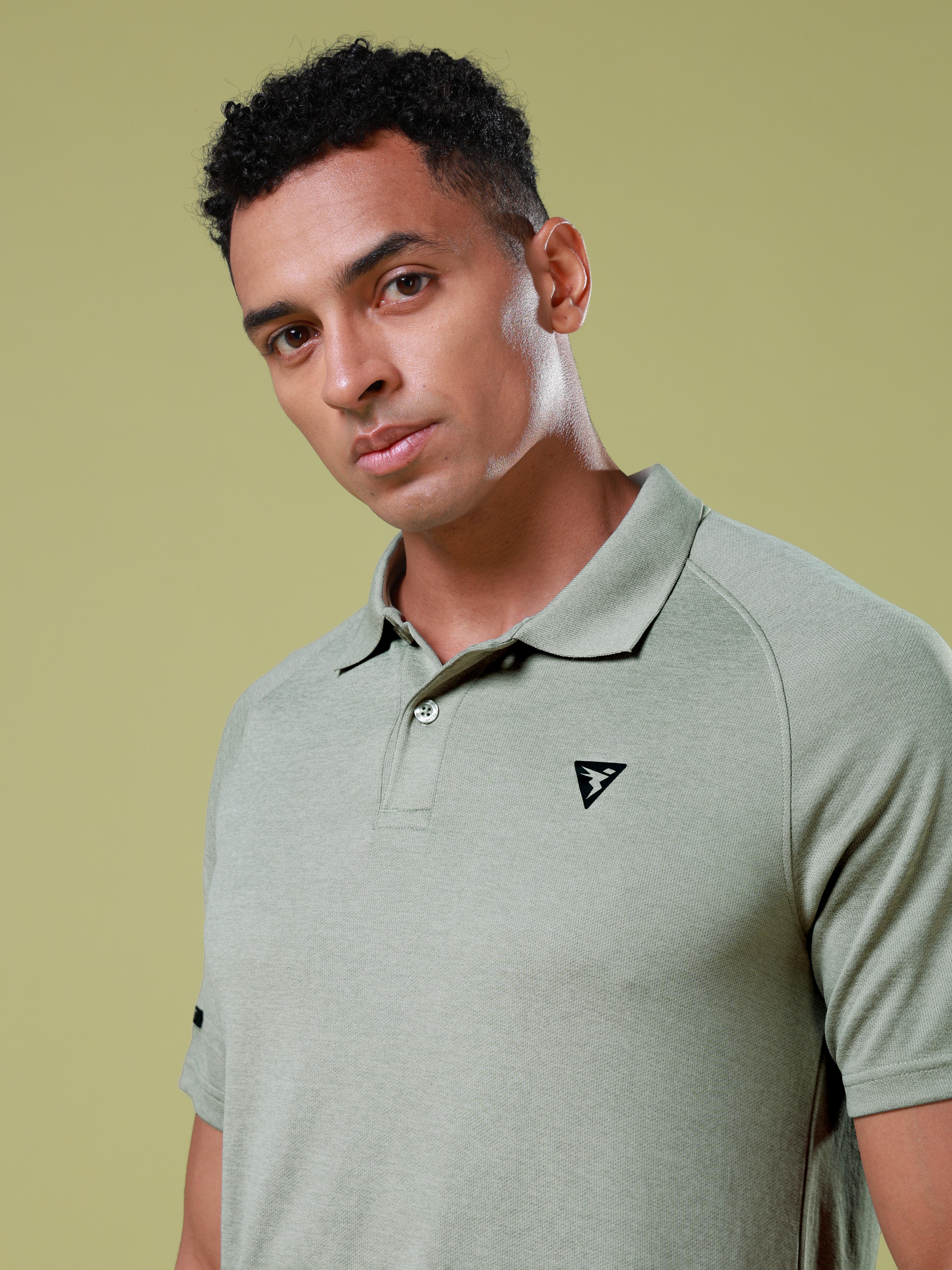 Men Melange Slim Fit Polo T-shirt with DOUBLE COOL - Image 6