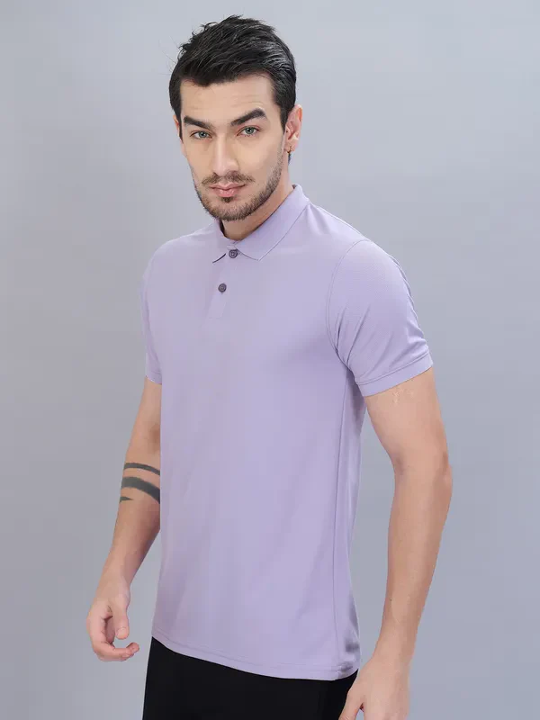 Men Solid Slim Fit Polo T-shirt with MATPIQ - Image 5