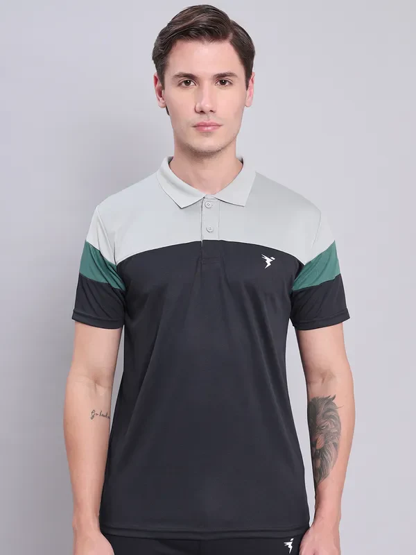 Men Colorblock Slim Fit Polo T-shirt with TECHNO COOL+ - Image 2