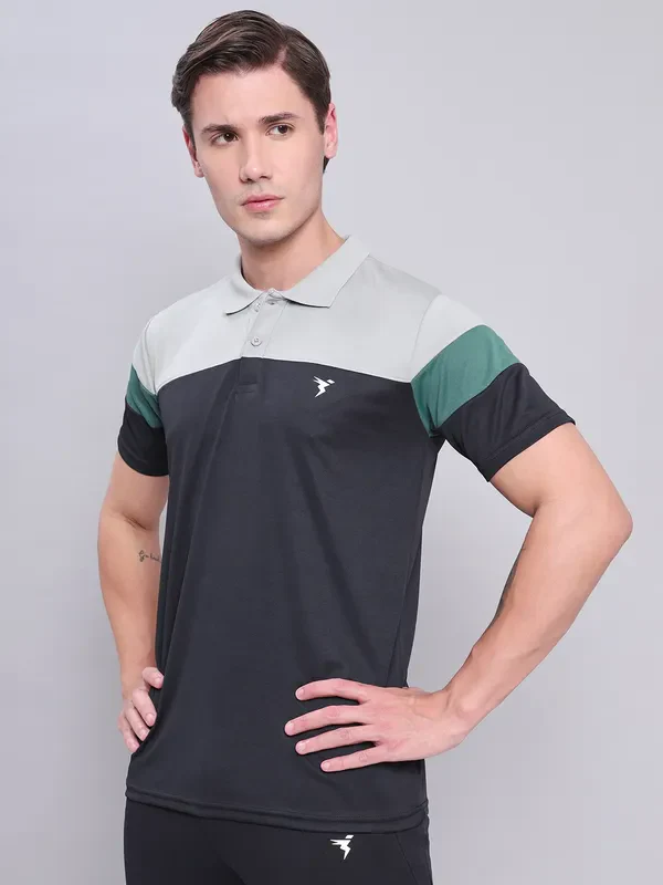 Men Colorblock Slim Fit Polo T-shirt with TECHNO COOL+ - Image 5