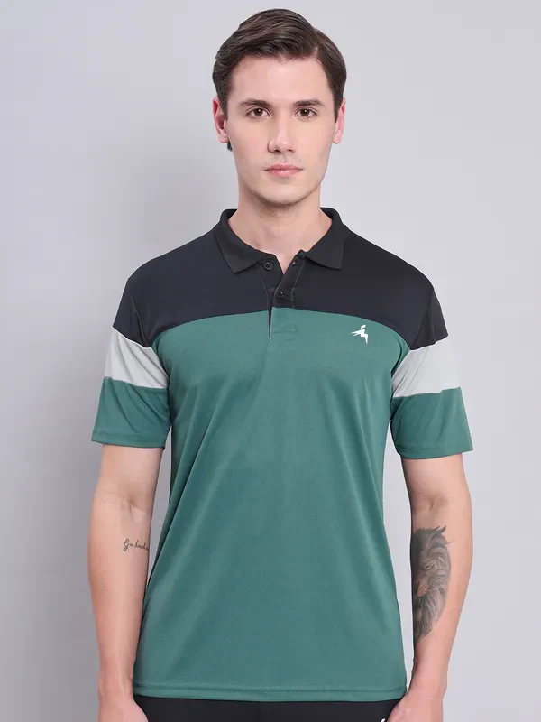 Men Colorblock Slim Fit Polo T-shirt with TECHNO COOL+ - Image 2