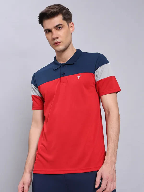 Men Colorblock Slim Fit Polo T-shirt with TECHNO COOL+ - Image 2