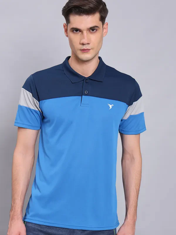 Men Colorblock Slim Fit Polo T-shirt with TECHNO COOL+ - Image 2