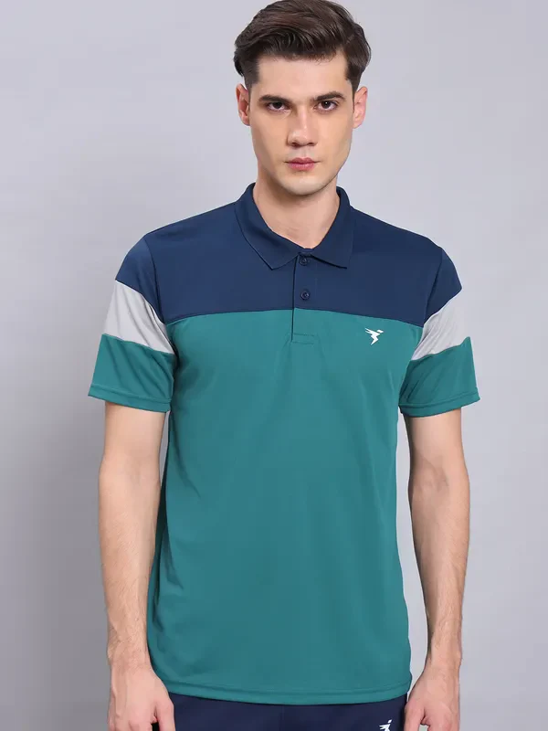 Men Colorblock Slim Fit Polo T-shirt with TECHNO COOL+ - Image 2