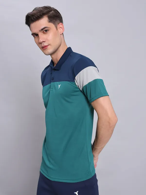 Men Colorblock Slim Fit Polo T-shirt with TECHNO COOL+ - Image 4