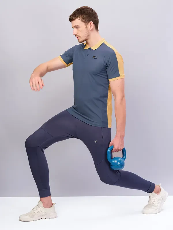 Men Colorblock Slim Fit Polo T-shirt with MATPIQ - Image 2