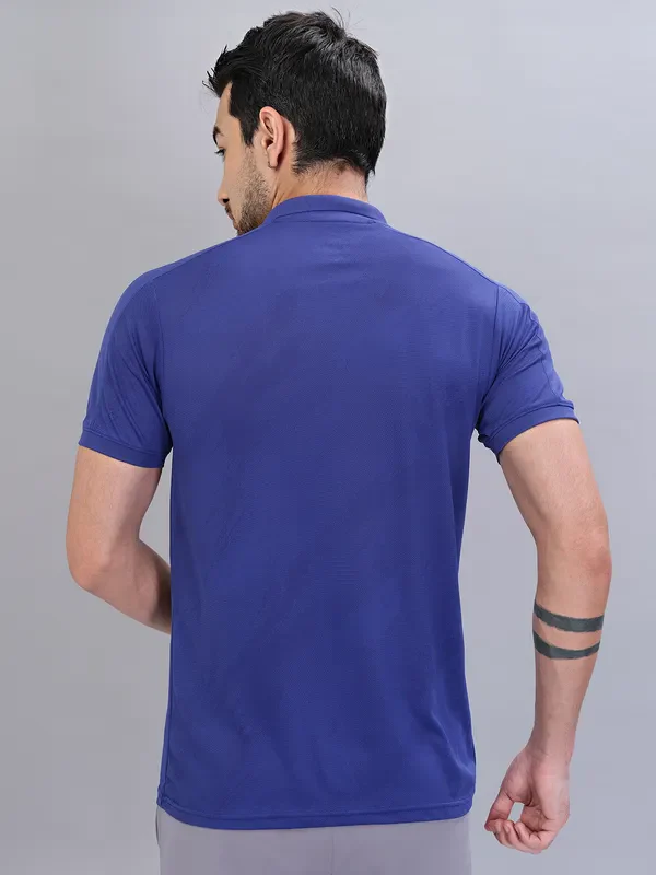 Men Self Design Slim Fit Polo T-shirt with VENTMESH - Image 3