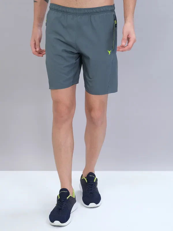 Men Solid Slim Fit Shorts with TECHNOLITE - Image 4
