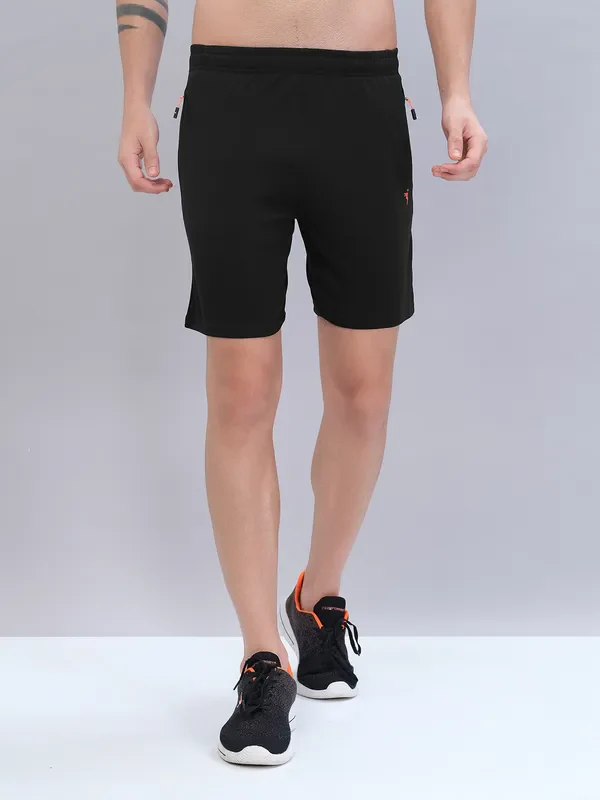 Men Solid Slim Fit Shorts with TECHNO DRY