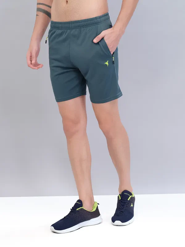 Men Solid Slim Fit Shorts with TECHNO DRY - Image 2