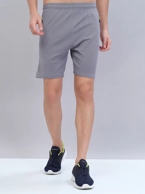 Men Solid Slim Fit Shorts with TECHNO DRY - Image 2