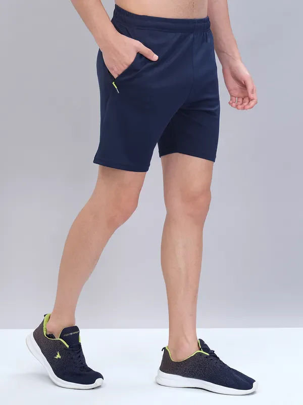 Men Solid Slim Fit Shorts with TECHNO DRY - Image 3