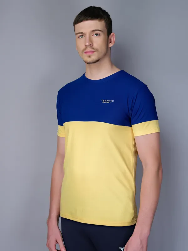 Men Colorblock Slim Fit Crew Neck T-shirt with TECHNO GUARD - Image 3