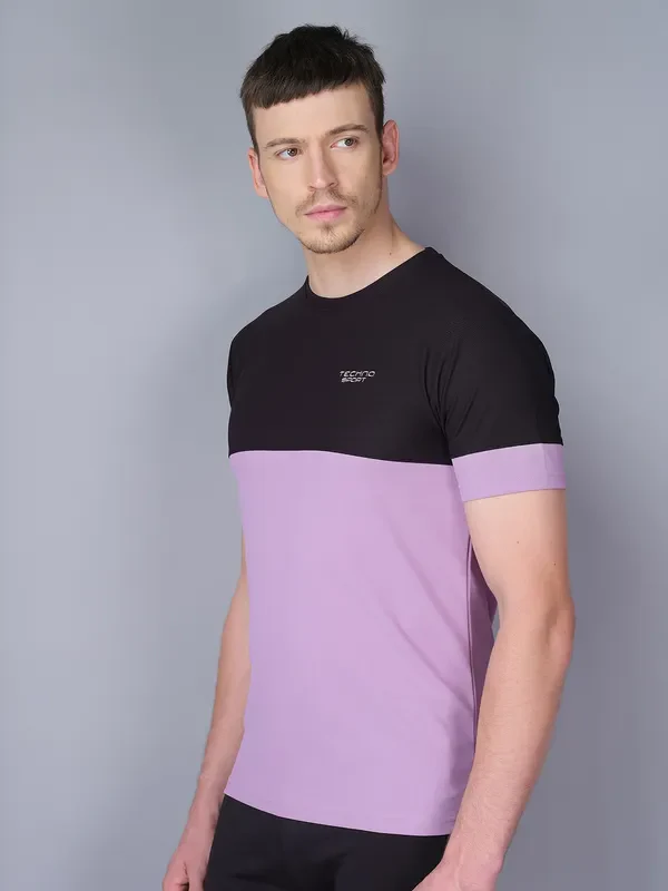 Men Colorblock Slim Fit Crew Neck T-shirt with TECHNO GUARD - Image 5