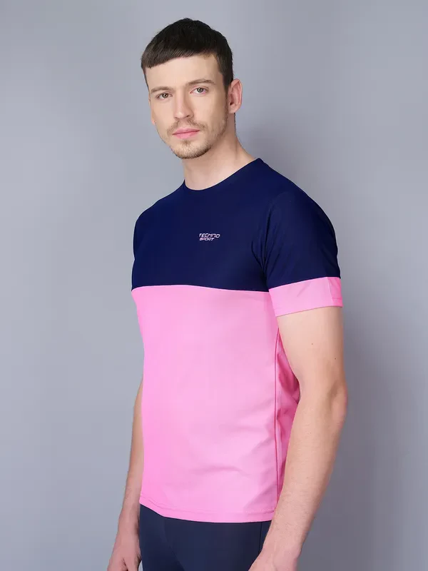 Men Colorblock Slim Fit Crew Neck T-shirt with TECHNO GUARD - Image 5