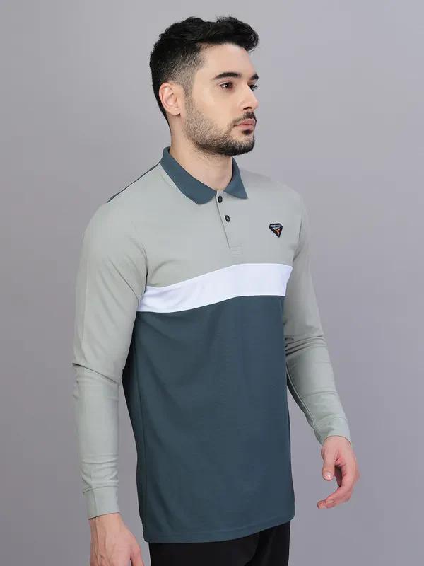Men Colorblock Slim Fit Polo T-shirt with MATPIQ - Image 2