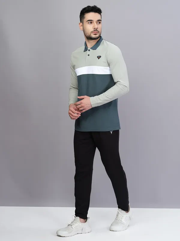 Men Colorblock Slim Fit Polo T-shirt with MATPIQ - Image 3