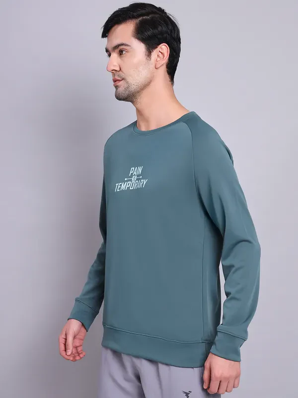 Men Printed Slim Fit Crew Neck Sweatshirt with ELASTO PLUS - Image 4