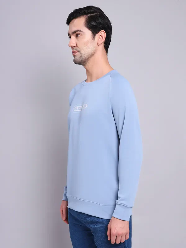 Men Printed Slim Fit Crew Neck Sweatshirt with ELASTO PLUS - Image 4