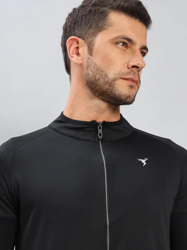 Men Solid Slim Fit Mock Neck Jacket with TECHNO DRY - Image 5