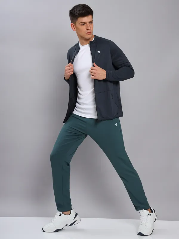 Men Solid Slim Fit Mock Neck Jacket with TECHNO DRY - Image 4