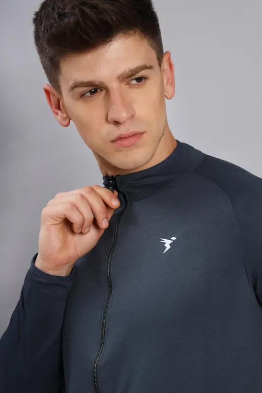 Men Solid Slim Fit Mock Neck Jacket with TECHNO DRY - Image 5