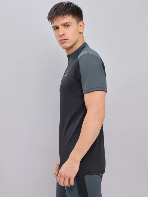 Men Colorblock Slim Fit Mock Neck T-shirt with TECHNO COOL+ - Image 5