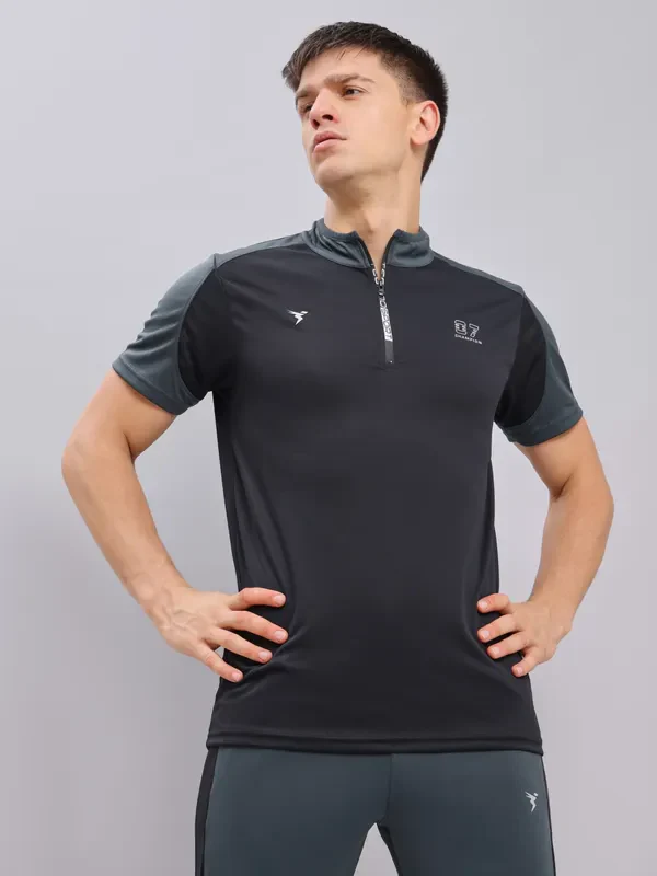 Men Colorblock Slim Fit Mock Neck T-shirt with TECHNO COOL+ - Image 6