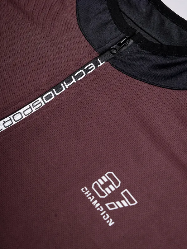Men Colorblock Slim Fit Mock Neck T-shirt with TECHNO COOL+ - Image 3