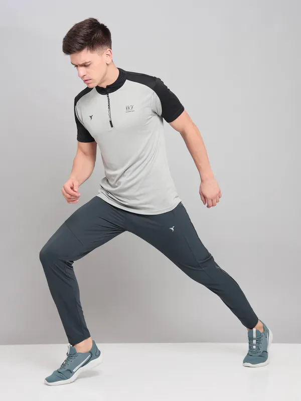 Men Colorblock Slim Fit Mock Neck T-shirt with TECHNO COOL+ - Image 5