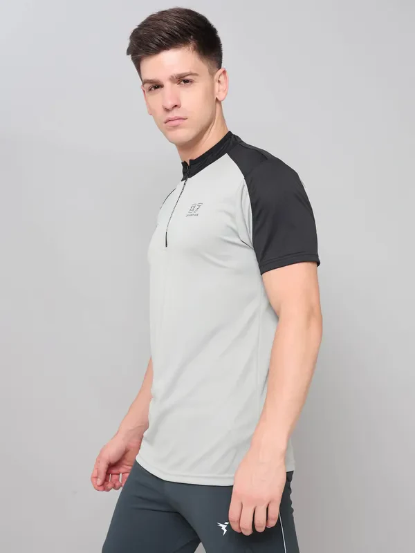 Men Colorblock Slim Fit Mock Neck T-shirt with TECHNO COOL+ - Image 6