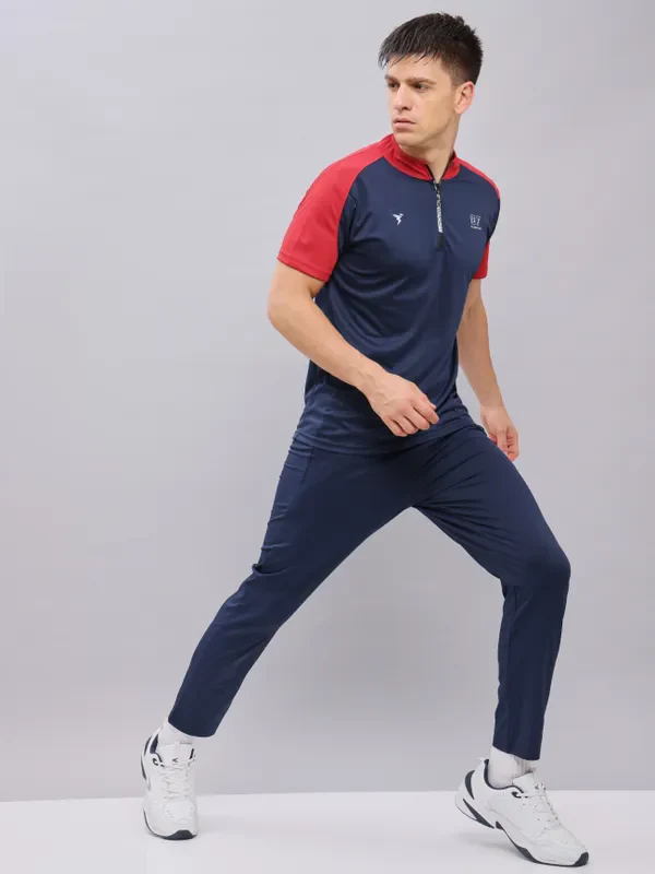 Men Colorblock Slim Fit Mock Neck T-shirt with TECHNO COOL+ - Image 2