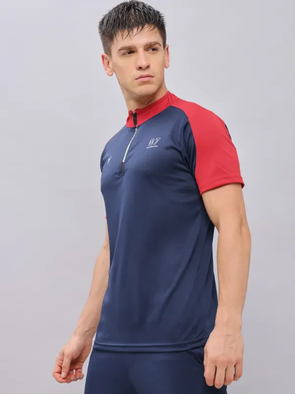 Men Colorblock Slim Fit Mock Neck T-shirt with TECHNO COOL+ - Image 6